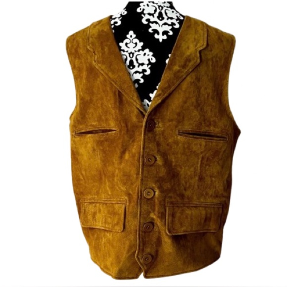 VINTAGE LEATHER Men’s Brown Suede Leather Vest